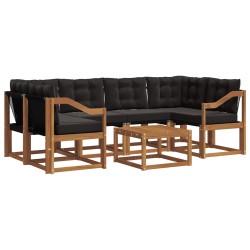 Ensemble de canapés d'extérieur 7 pcs Naturel et Noir 527020527020