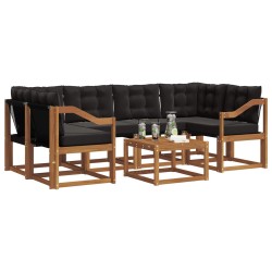 Ensemble de canapés d'extérieur 7 pcs Naturel et Noir 527020527020