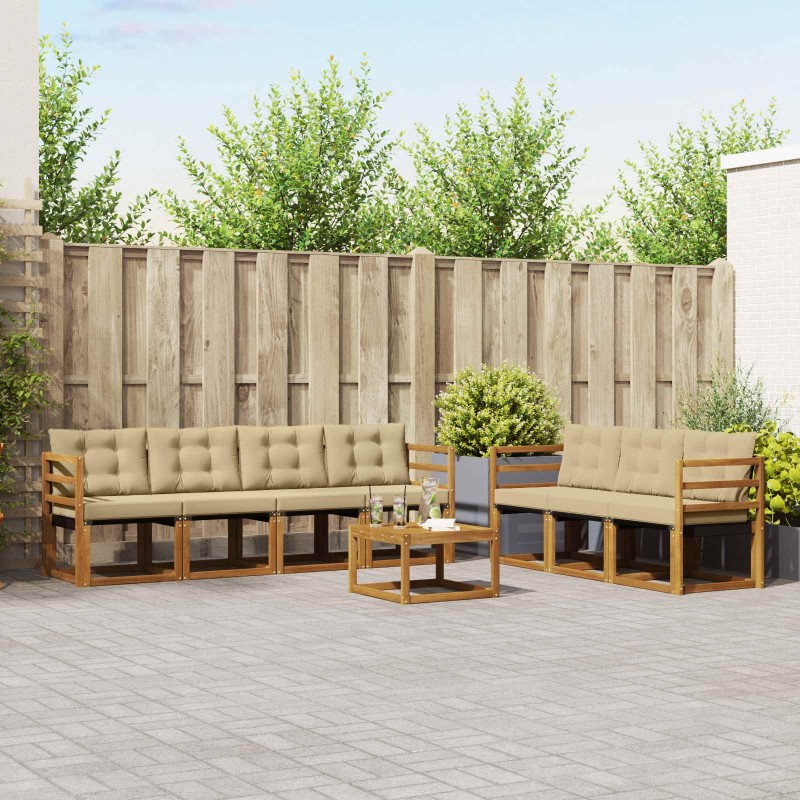 Ensemble de canapés d'extérieur 8 pcs Naturel et Beige 527024527024