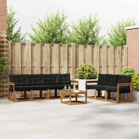 Ensemble de canapés d'extérieur 8 pcs Naturel et Noir 527027527027