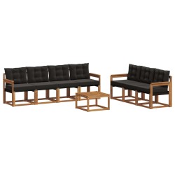 Ensemble de canapés d'extérieur 8 pcs Naturel et Noir 527027527027