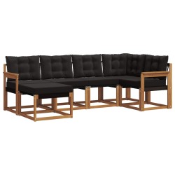 Ensemble de canapés d'extérieur 6 pcs Naturel et Noir 527040527040