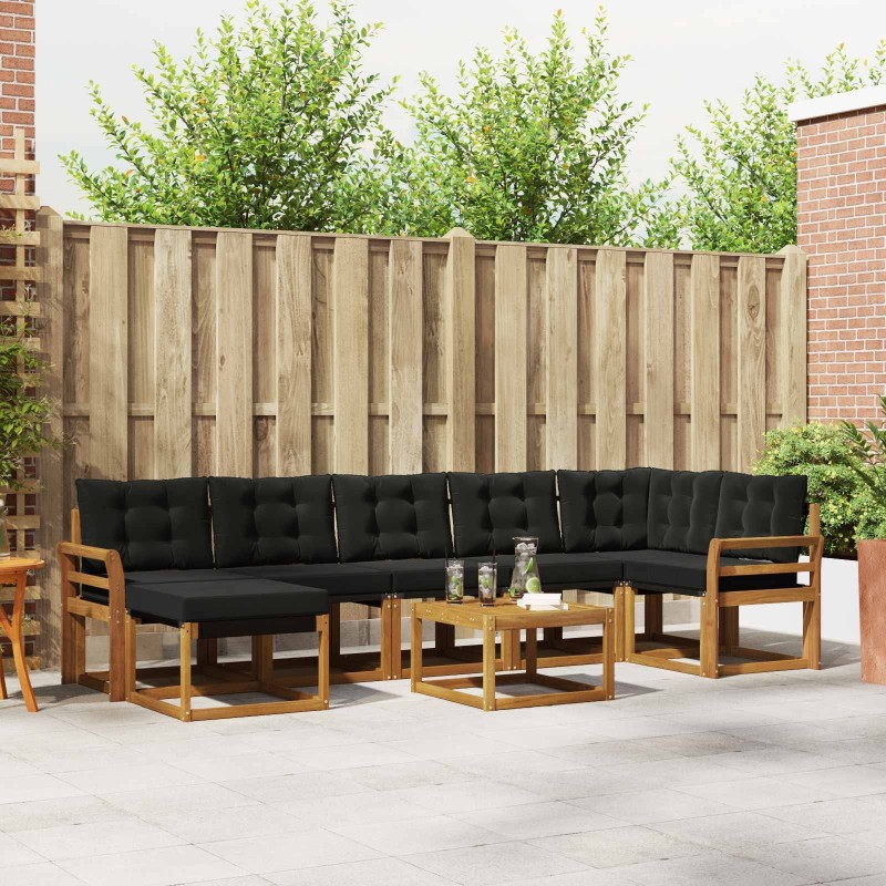 Ensemble de canapés d'extérieur 8 pcs Naturel et Noir 527042527042