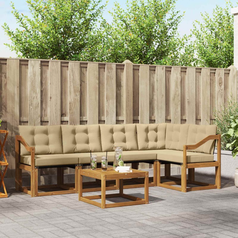 Ensemble de canapés d'extérieur 6 pcs Naturel et Beige 527053527053