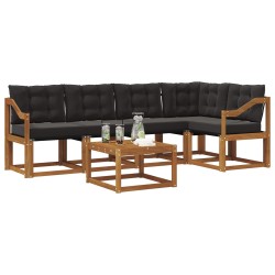 Ensemble de canapés d'extérieur 6 pcs Naturel et Noir 527065527065