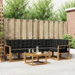 Ensemble de canapés d'extérieur 6 pcs Naturel et Noir 527070527070