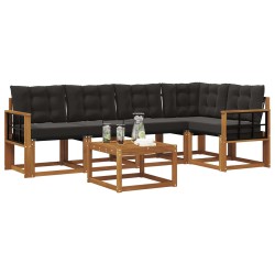 Ensemble de canapés d'extérieur 6 pcs Naturel et Noir 527070527070