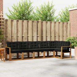 Ensemble de canapés d'extérieur 6 pcs Naturel et Noir 527075527075