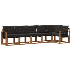 Ensemble de canapés d'extérieur 6 pcs Naturel et Noir 527075527075