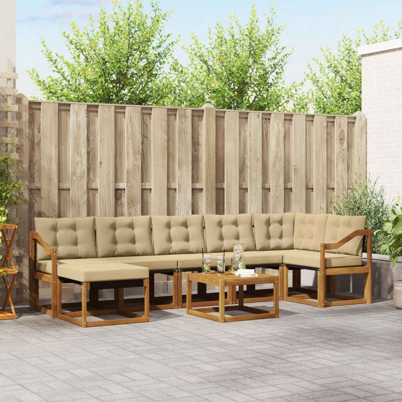 Ensemble de canapés d'extérieur 8 pcs Naturel et Beige 527080527080