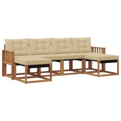 Ensemble de canapés d'extérieur 6 pcs Naturel et Beige 527082527082