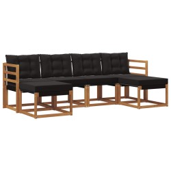 Ensemble de canapés d'extérieur 6 pcs Naturel et Noir 527088527088