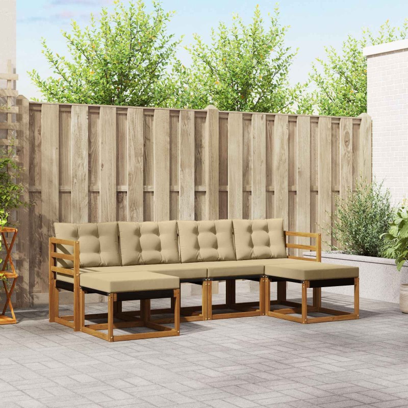 Ensemble de canapés d'extérieur 6 pcs Naturel et Beige 527094527094