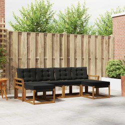 Ensemble de canapés d'extérieur 6 pcs Naturel et Noir 527114527114