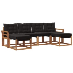 Ensemble de canapés d'extérieur 6 pcs Naturel et Noir 527114527114