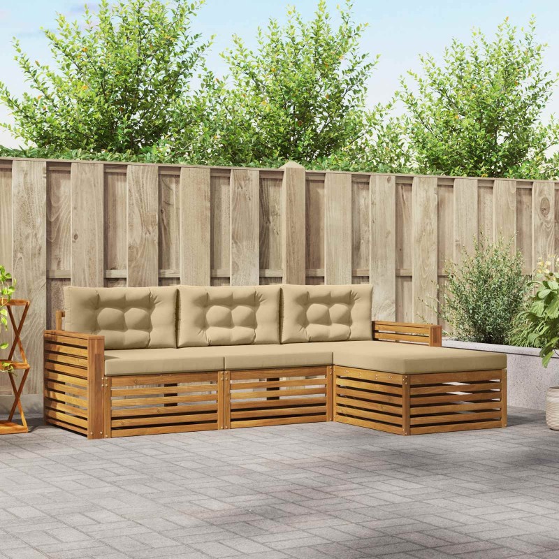 Ensemble de canapés d'extérieur 4 pcs Naturel et Beige 527125527125
