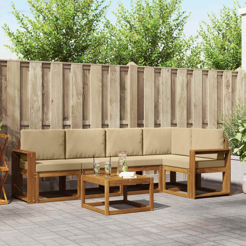 Ensemble de canapés d'extérieur 6 pcs Naturel et Beige 527152527152