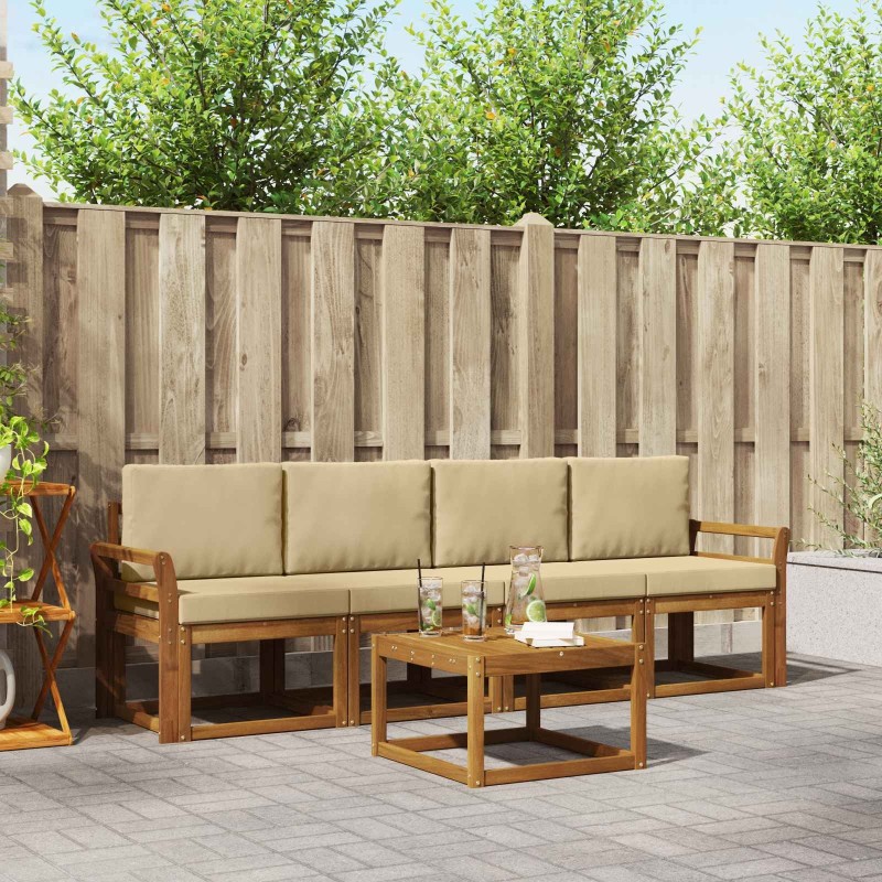 Ensemble de canapés d'extérieur 5 pcs Naturel et Beige 527171527171