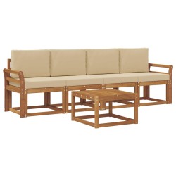 Ensemble de canapés d'extérieur 5 pcs Naturel et Beige 527171527171