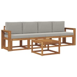 Ensemble de canapés d'extérieur 5 pcs Gris Naturel et Clair 527202527202