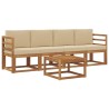 Ensemble de canapés d'extérieur 5 pcs Naturel et Beige 527214527214