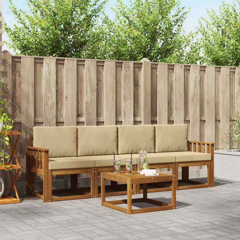 Ensemble de canapés d'extérieur 5 pcs Naturel et Beige 527216527216