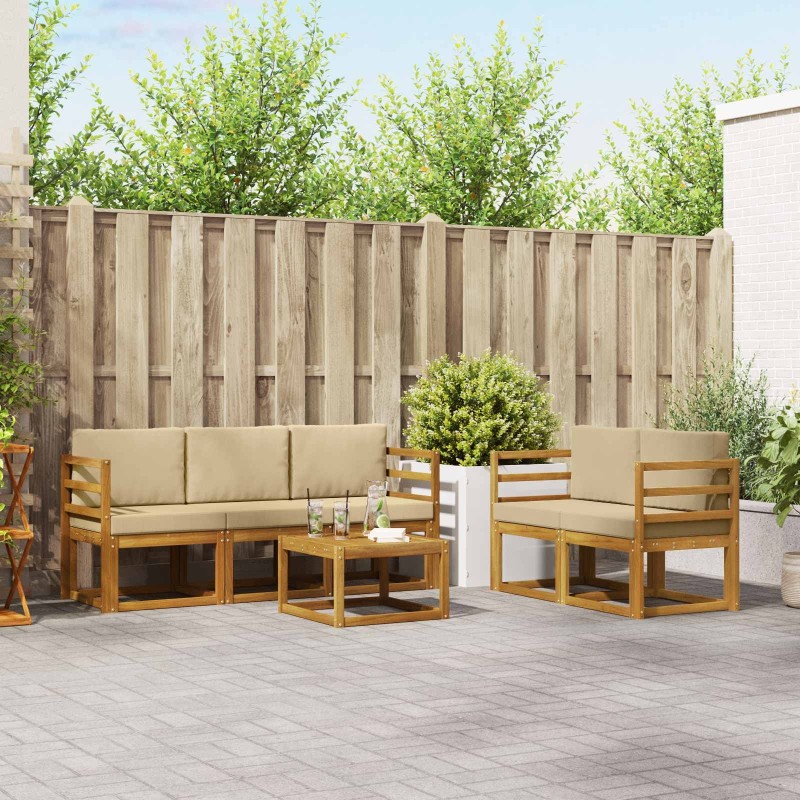 Ensemble de canapés d'extérieur 6 pcs Naturel et Beige 527219527219