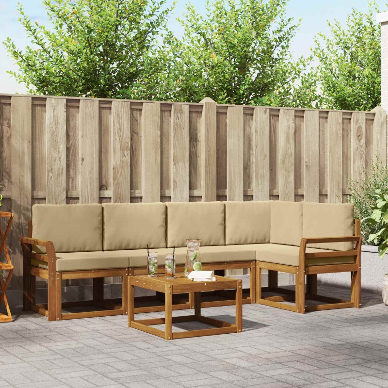 Ensemble de canapés d'extérieur 6 pcs Naturel et Beige 527241527241