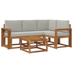 Ensemble de canapés d'extérieur 5 pcs Gris Naturel et Clair 527247527247