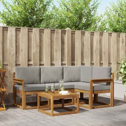 Ensemble de canapés d'extérieur 5 pcs Gris Naturel et Clair 527261527261