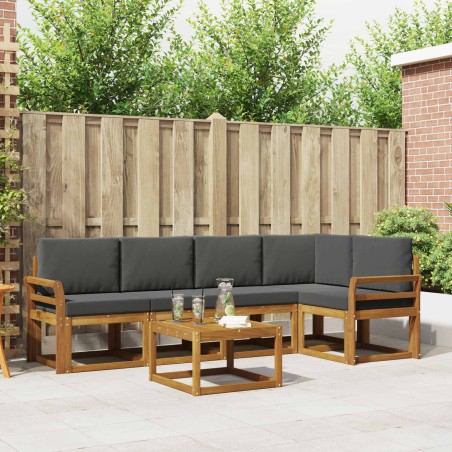 Ensemble de canapés d'extérieur 6 pcs Naturel et Anthracite 527268527268