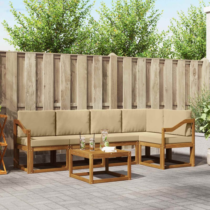 Ensemble de canapés d'extérieur 6 pcs Naturel et Beige 527283527283