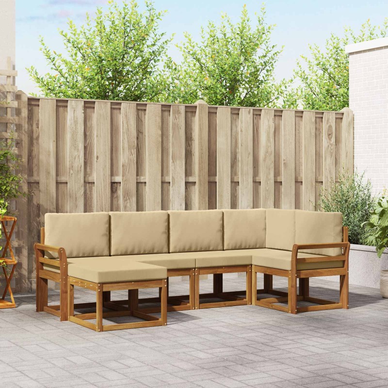 Ensemble de canapés d'extérieur 6 pcs Naturel et Beige 527297527297