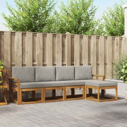 Ensemble de canapés d'extérieur 5 pcs Gris Naturel et Clair 527315527315