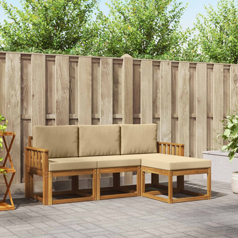 Ensemble de canapés d'extérieur 4 pcs Naturel et Beige 527326527326