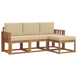 Ensemble de canapés d'extérieur 4 pcs Naturel et Beige 527326527326