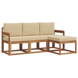 Ensemble de canapés d'extérieur 4 pcs Naturel et Beige 527327527327