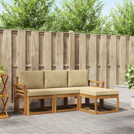 Ensemble de canapés d'extérieur 4 pcs Naturel et Beige 527330527330