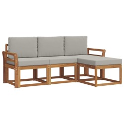 Ensemble de canapés d'extérieur 4 pcs Gris Naturel et Clair 527332527332
