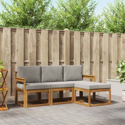 Ensemble de canapés d'extérieur 4 pcs Gris Naturel et Clair 527337527337