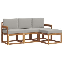 Ensemble de canapés d'extérieur 4 pcs Gris Naturel et Clair 527337527337