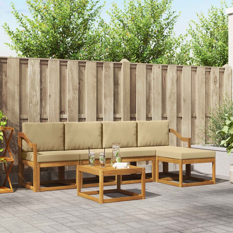Ensemble de canapés d'extérieur 6 pcs Naturel et Beige 527357527357