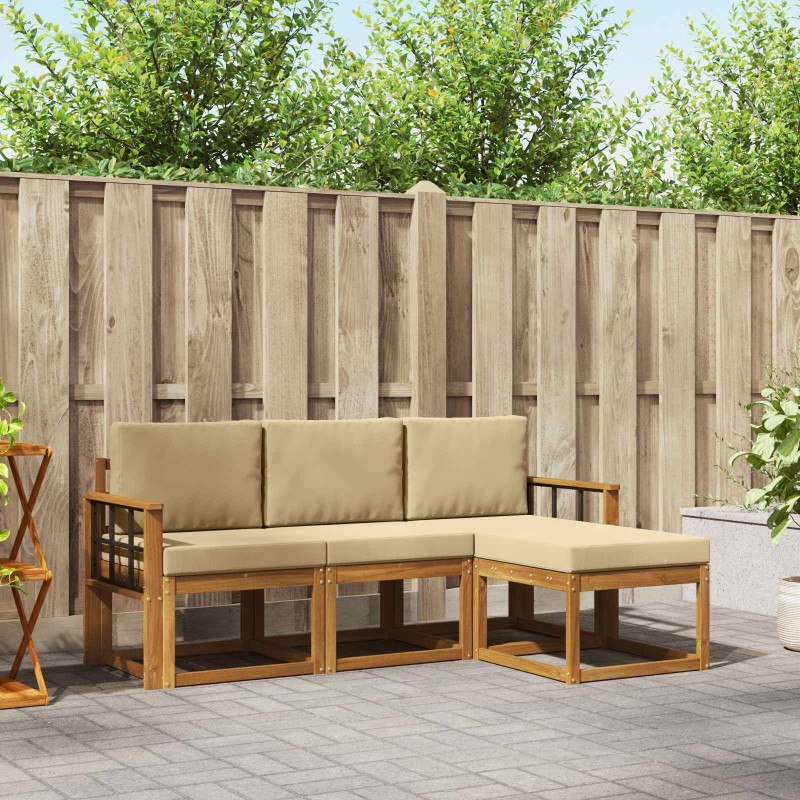 Ensemble de canapés d'extérieur 4 pcs Naturel et Beige 527363527363