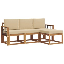 Ensemble de canapés d'extérieur 4 pcs Naturel et Beige 527363527363