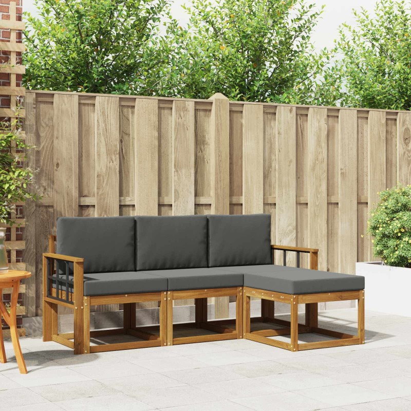 Ensemble de canapés d'extérieur 4 pcs Naturel et Anthracite 527364527364
