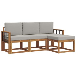 Ensemble de canapés d'extérieur 4 pcs Gris Naturel et Clair 527365527365