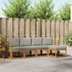 Ensemble de canapés d'extérieur 5 pcs Gris Naturel et Clair 527369527369