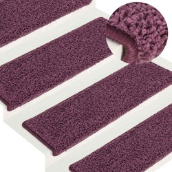Tapis d'escalier 30 pièces 65 x 21 x 4 cm Violet foncé Bord rectangulaire 527379527379