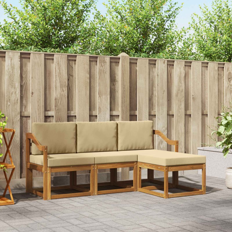 Ensemble de canapés d'extérieur 4 pcs Naturel et Beige 527381527381