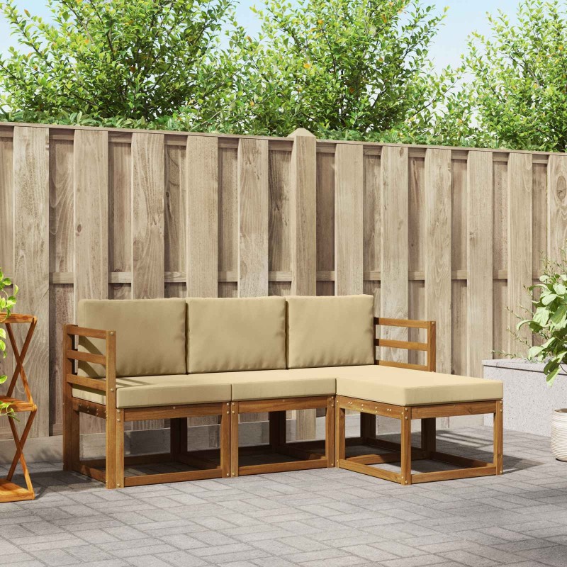 Ensemble de canapés d'extérieur 4 pcs Naturel et Beige 527387527387